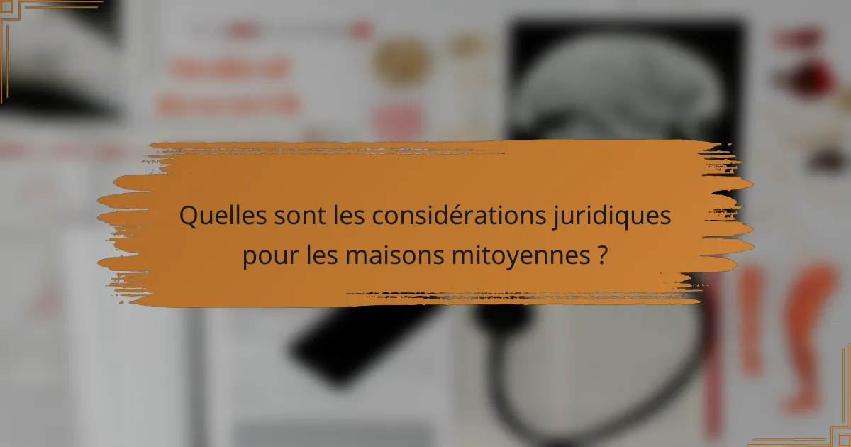 Quelles sont les considérations juridiques pour les maisons mitoyennes ?